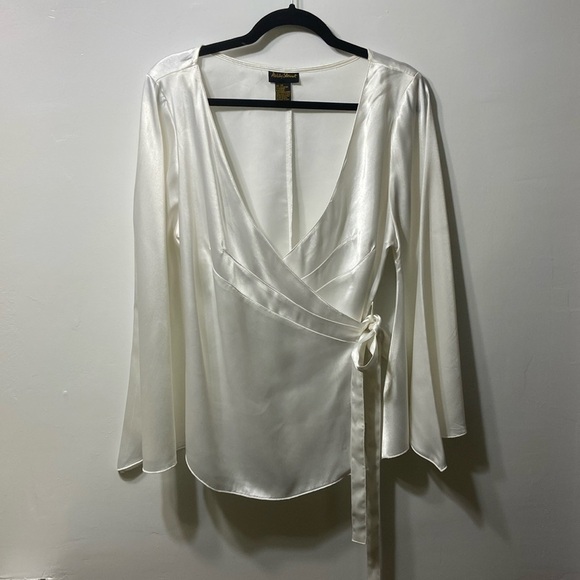 Ashley Stewart Tops - ASHLEY STEWART WOMEN’S,OFF WHITE,SHINING,POLYESTER/SPANDEX WRAP TOP, SIZ…